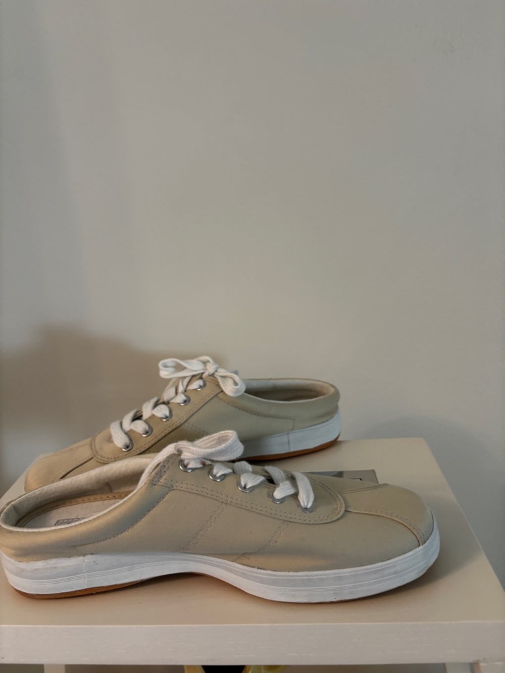 Women's Slip-On Lace-Up Sneakers in Light Beige